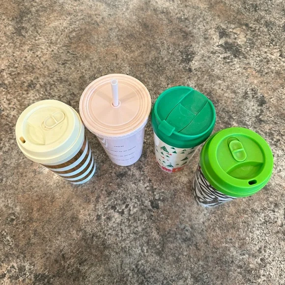 LOT Kate Spade New York Thermal Travel Acrylic Coffee Mug Tumblers - Picture 6 of 7